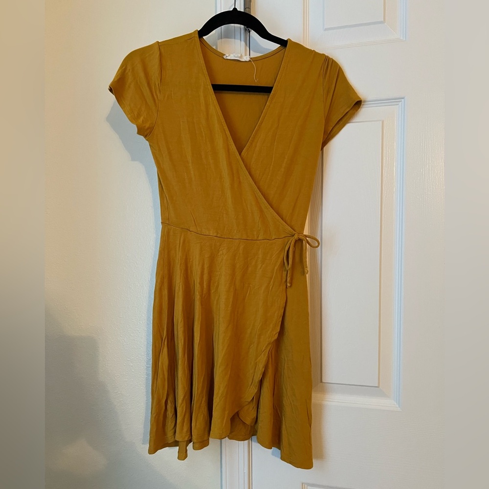 Rolla Coster Yellow Fit and Flare Mini Dress with Flutter Sleeves